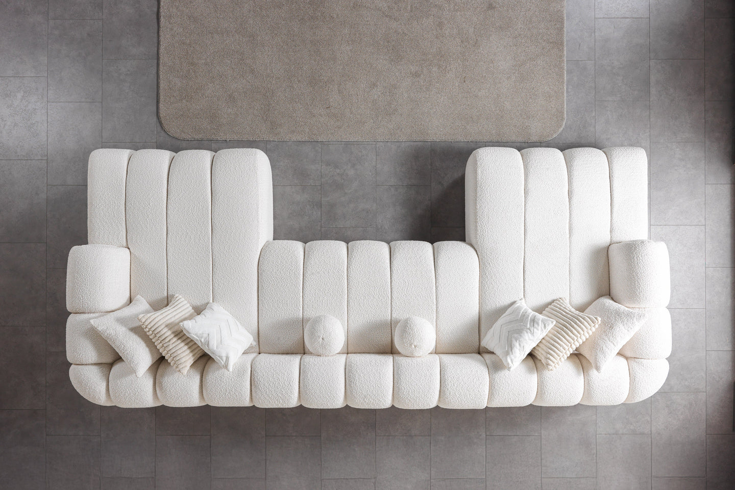 Lis Ivory Boucle Double Chaise 147" Sectional