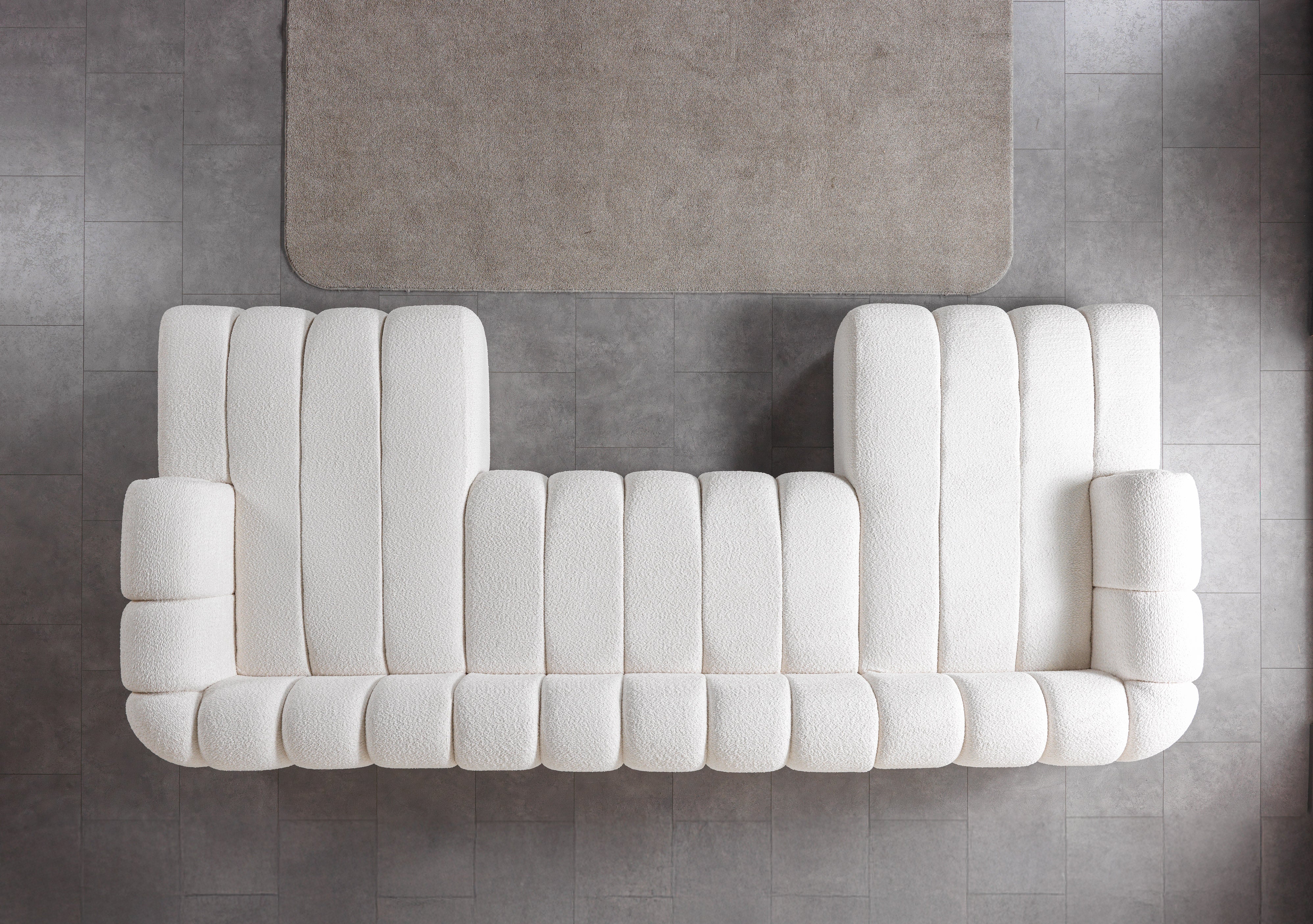 Lis Ivory Boucle Double Chaise 147" Sectional