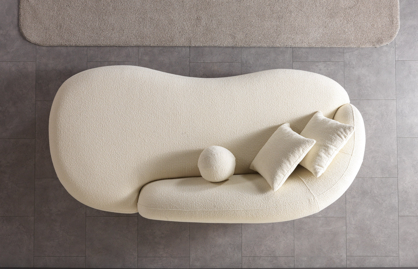 Bonita Ivory Boucle Sofa Chaise 87"