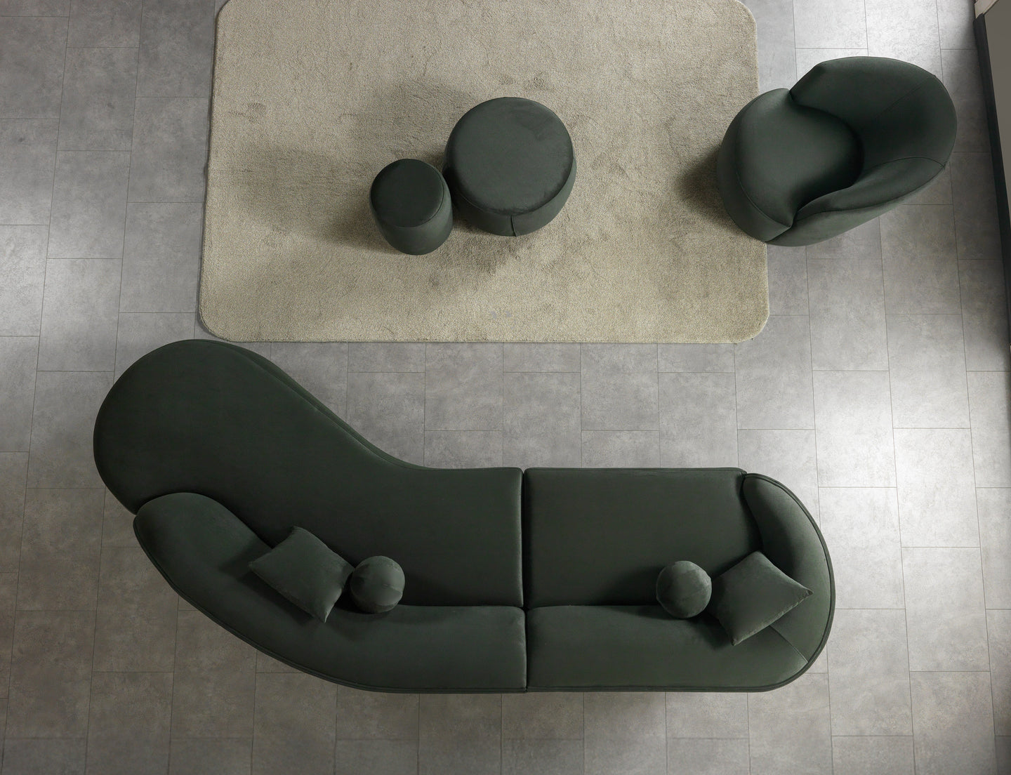 Cloe Green Velvet Curved 134" RAF Sectional