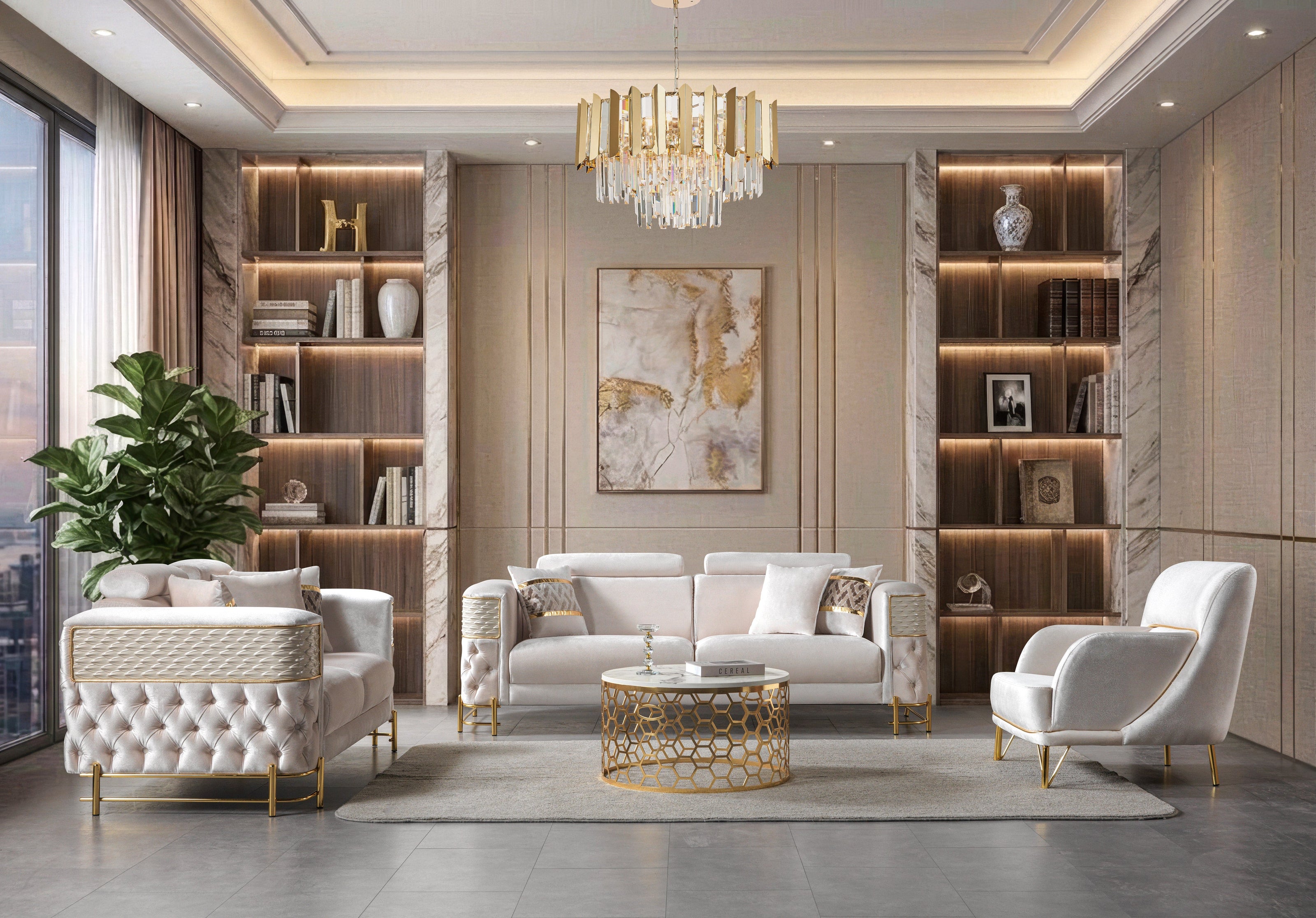 Fabiana Ivory Velvet Loveseat