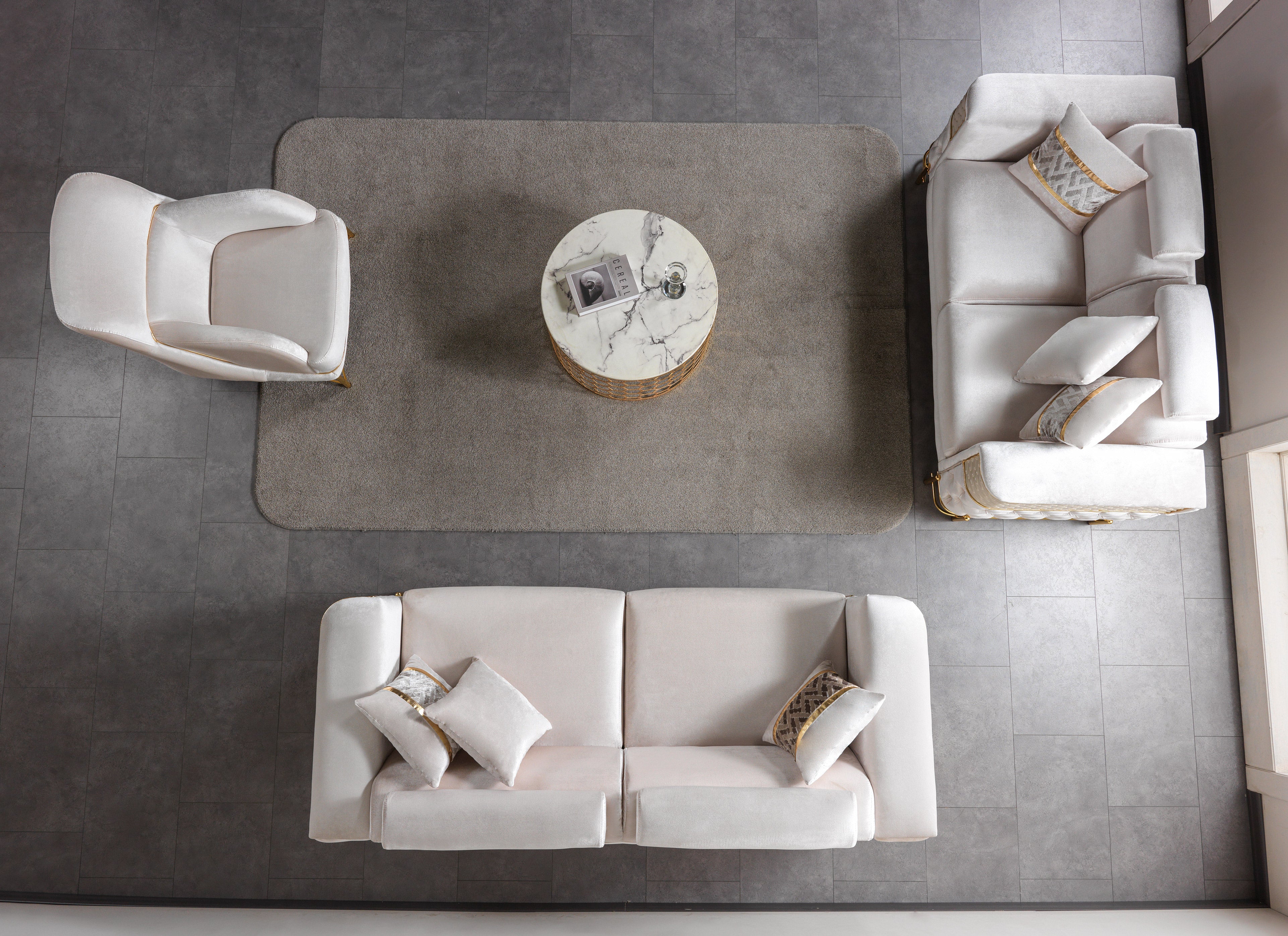Fabiana Ivory Velvet Sofa