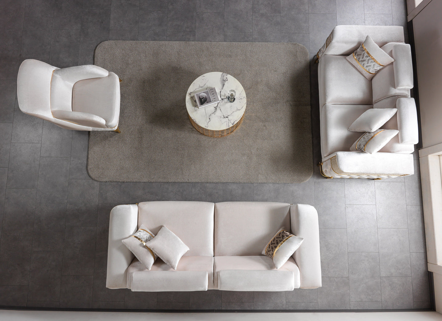 Fabiana Ivory Velvet Loveseat
