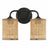 Quell 2-Light Rattan Wall Sconce with Black Metal Finish