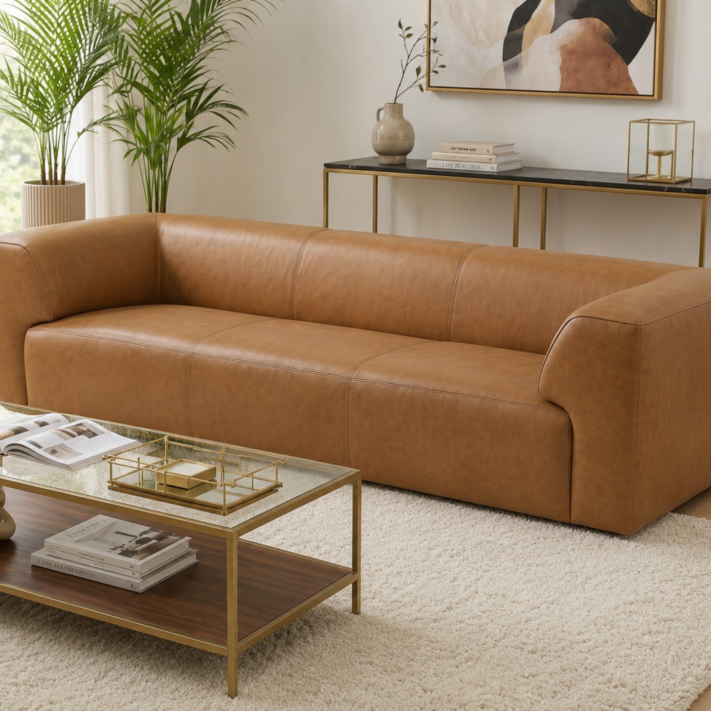 Rialto Minimalist Top-grain Buffalo Leather Sofa with Ergonomic Back and Plush Seating | Ashcroft Imports Furniture