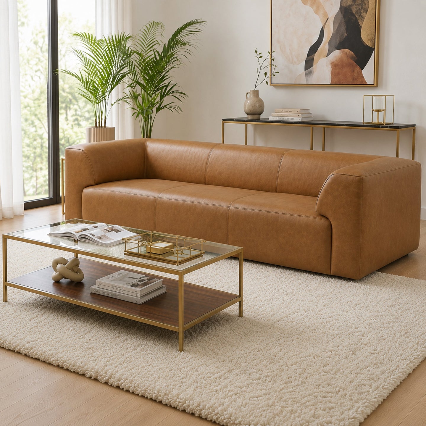 Rialto Minimalist Top-grain Buffalo Leather Sofa with Ergonomic Back and Plush Seating | Ashcroft Imports Furniture