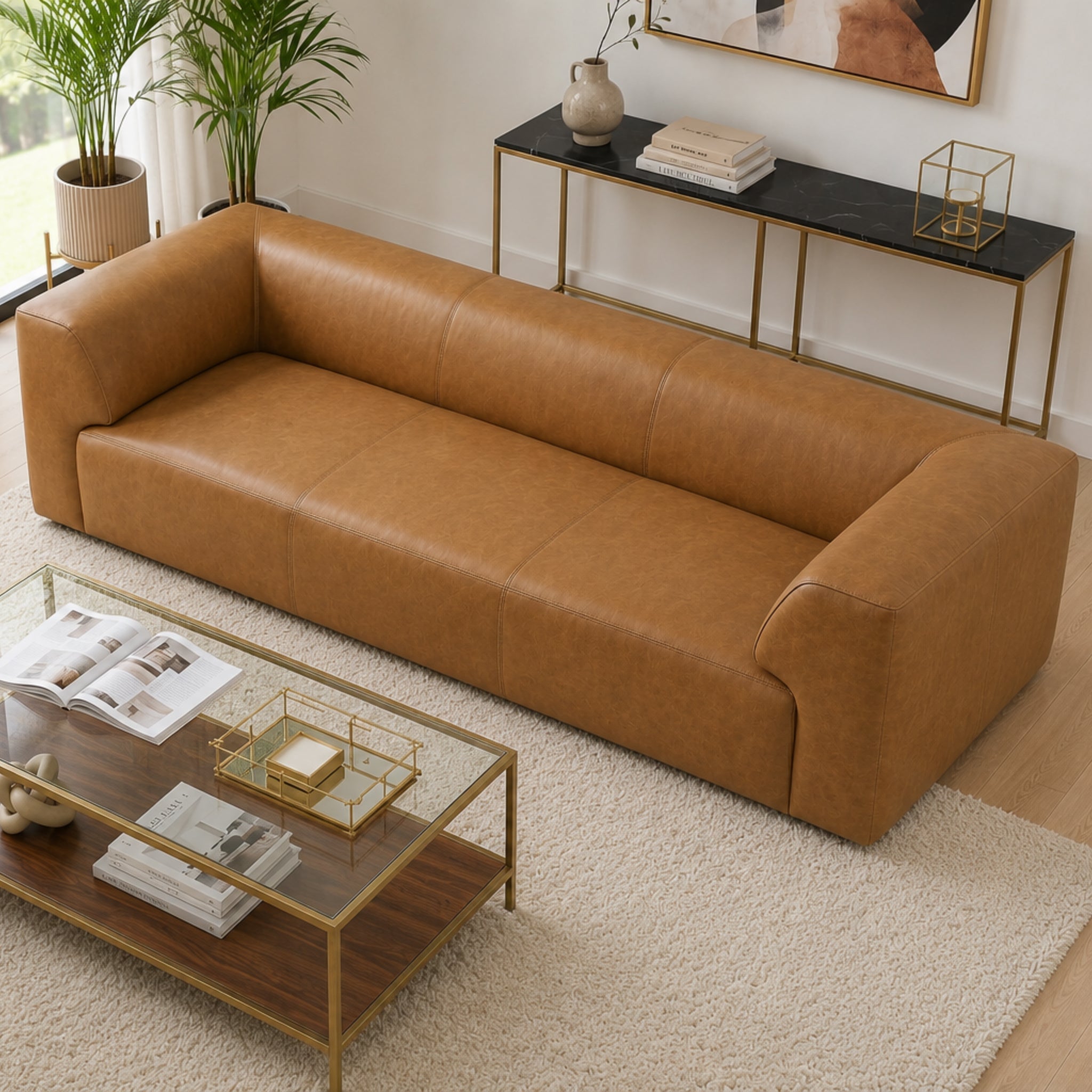Rialto Minimalist Top-grain Buffalo Leather Sofa with Ergonomic Back and Plush Seating | Ashcroft Imports Furniture