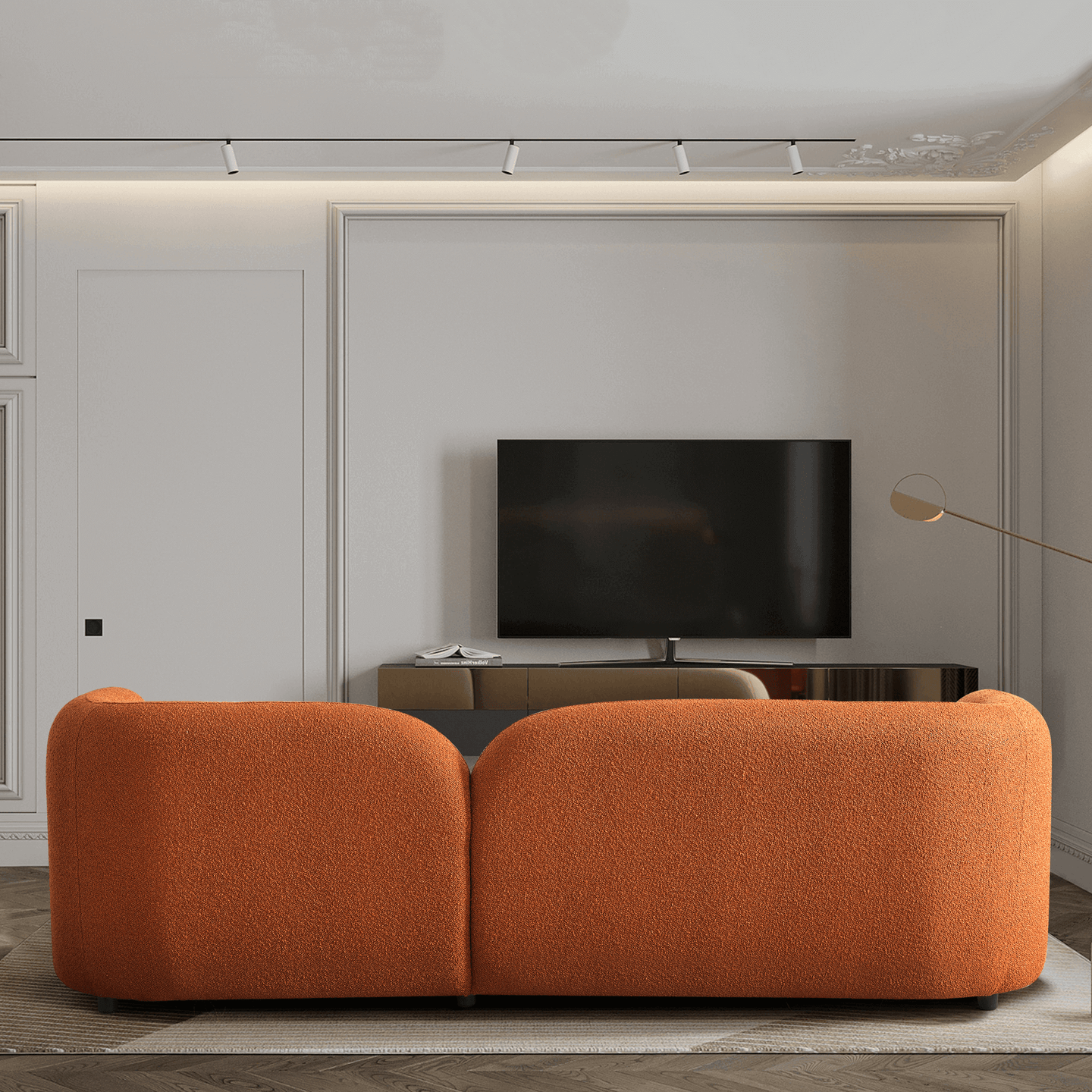 Donna Japandi Style Burnt Orange Boucle Sofa