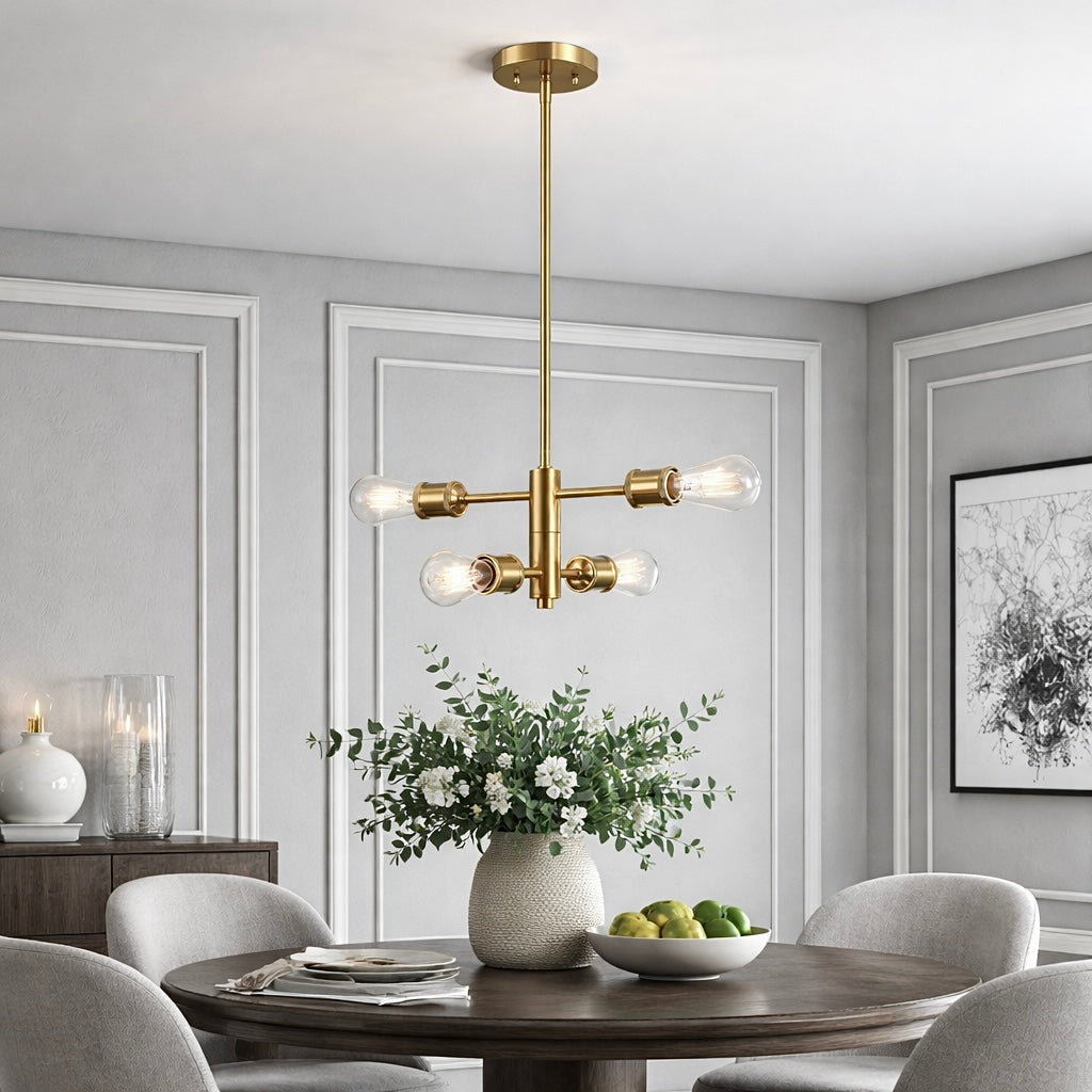 Trellis Four Lights Modern Gold Chandelier