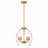 Zen Five Pendant Chain Hanging Light with Clear Glass - Satin Brass