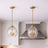 Zen Five Pendant Chain Hanging Light with Clear Glass - Satin Brass