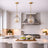 Zen Five Pendant Chain Hanging Light with Clear Glass - Satin Brass