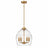 Zen Five Pendant Chain Hanging Light with Clear Glass - Satin Brass
