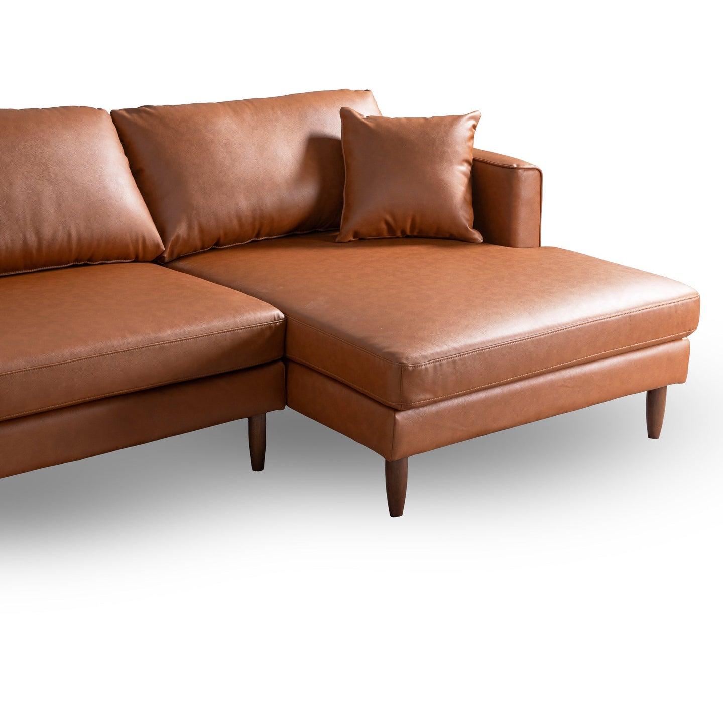 Blake L-Shaped Cognac Vegan Leather Sectional Sofa Right Facing - Ashcroft Furniture