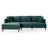Blake L-Shaped Dark Green Velvet Sectional Sofa Left Facing