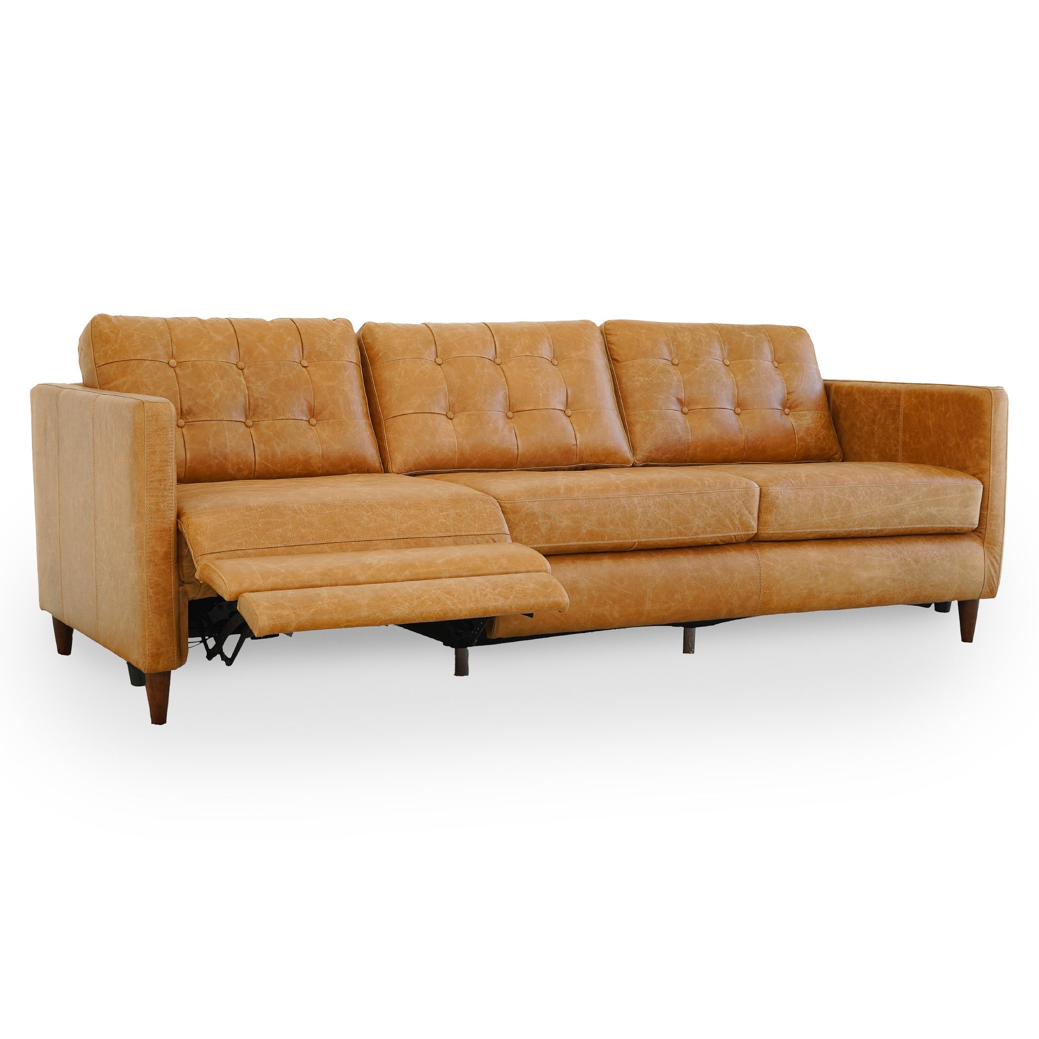 Christopher Tan Leather Electric Inclining Sofa | Right Facing Power Recliner Couch | Ashcroft Imports Furniture
