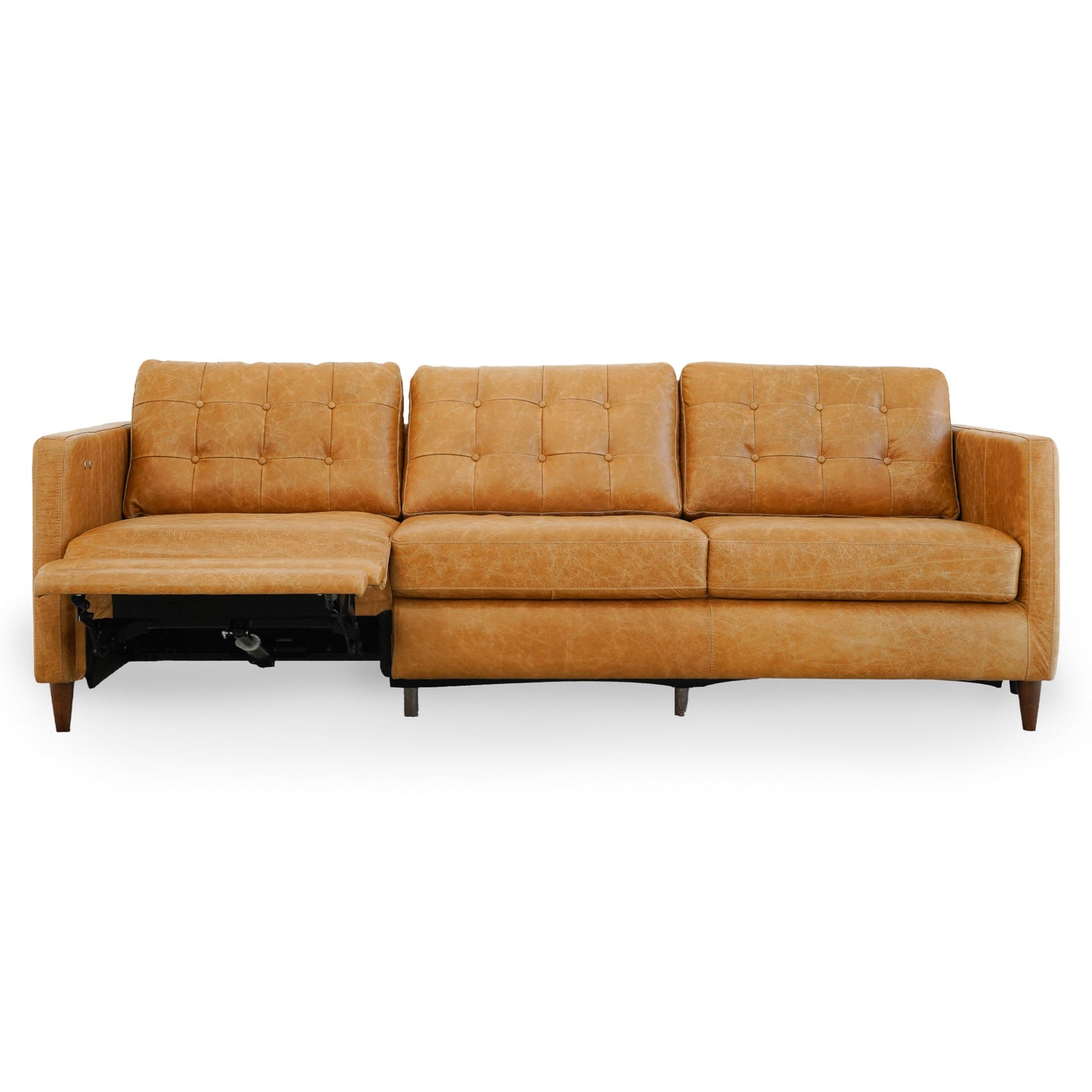 Christopher Tan Leather Electric Inclining Sofa | Right Facing Power Recliner Couch | Ashcroft Imports Furniture