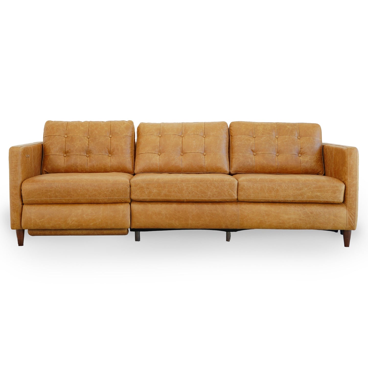 Christopher Tan Leather Electric Inclining Sofa | Right Facing Power Recliner Couch | Ashcroft Imports Furniture