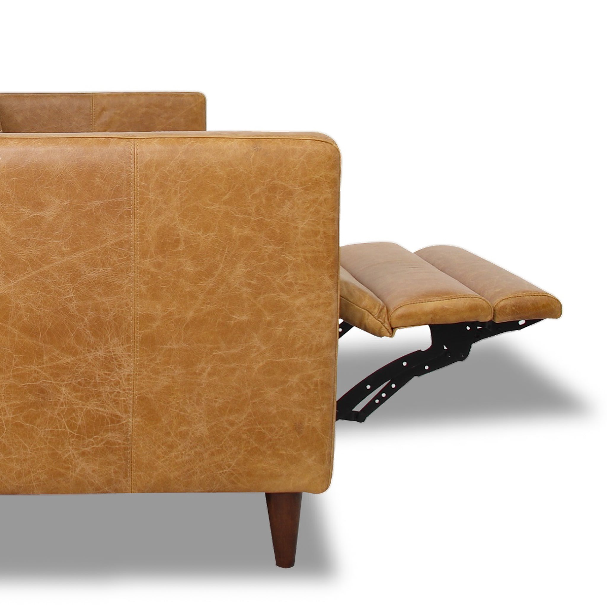 Christopher Tan Leather Electric Inclining Sofa | Right Facing Power Recliner Couch | Ashcroft Imports Furniture