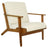 Connor Solid Wood Linen Lounge Chair - Cream