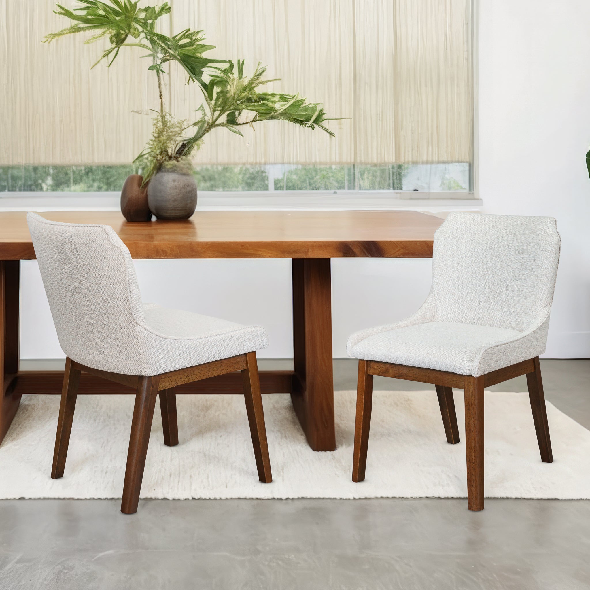 Ellis Modern Beige Fabric Dining Chair Set | Ergonomic Linen Style | Ashcroft Imports Furniture