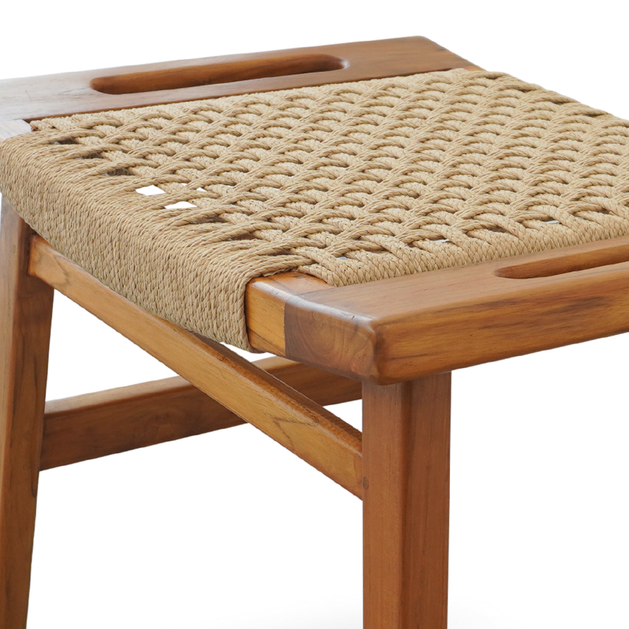 Grit Rustic Solid Wood Loom Stool | Mid-Century Modern Woven Accent Seating | Ashcroft Imports Furniture