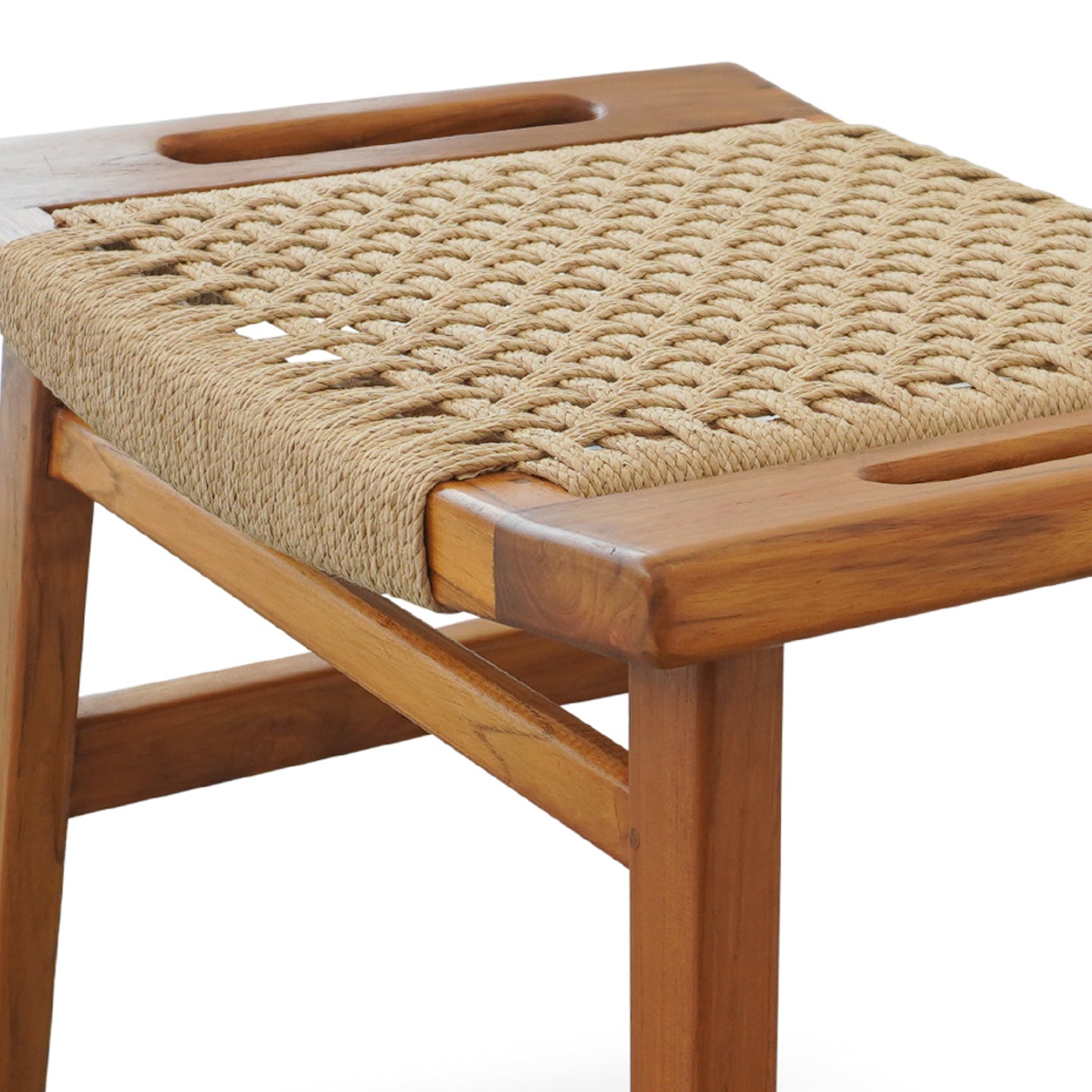 Grit Rustic Solid Wood Loom Stool | Mid-Century Modern Woven Accent Seating | Ashcroft Imports Furniture