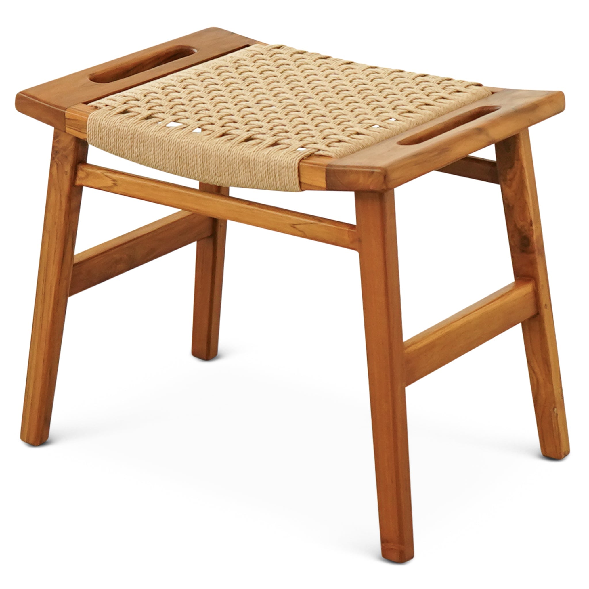 Grit Rustic Solid Wood Loom Stool | Mid-Century Modern Woven Accent Seating | Ashcroft Imports Furniture