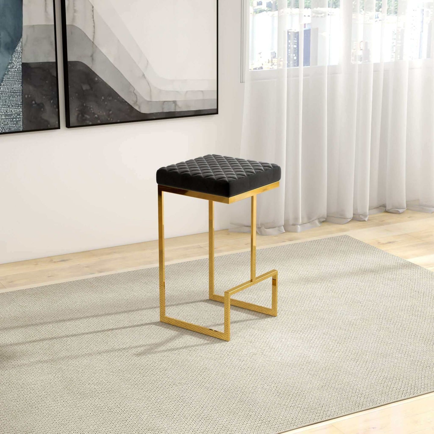 Joel Black Velvet Counter Stool