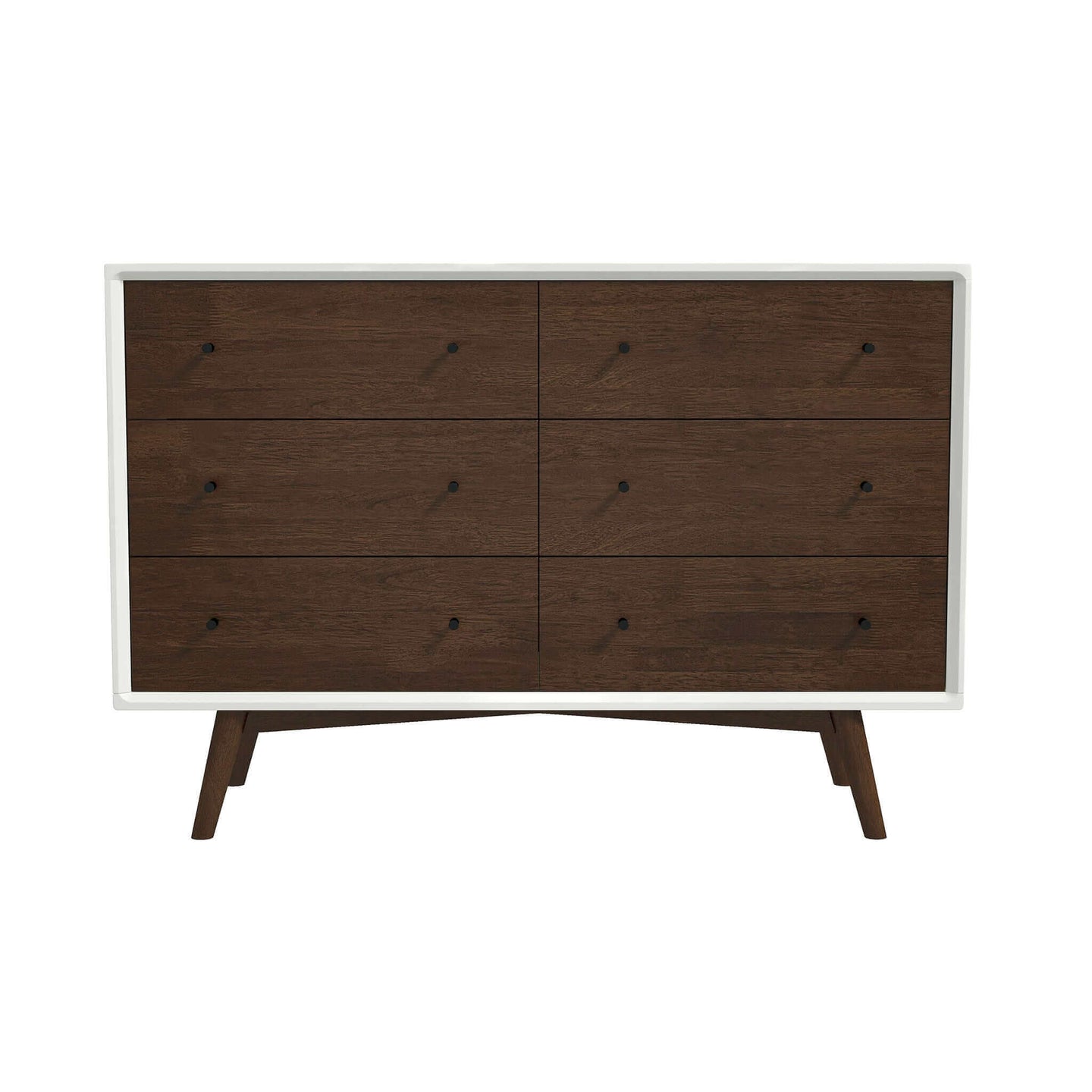 Caroline Mid-Century Modern White Dresser 6 Drawer