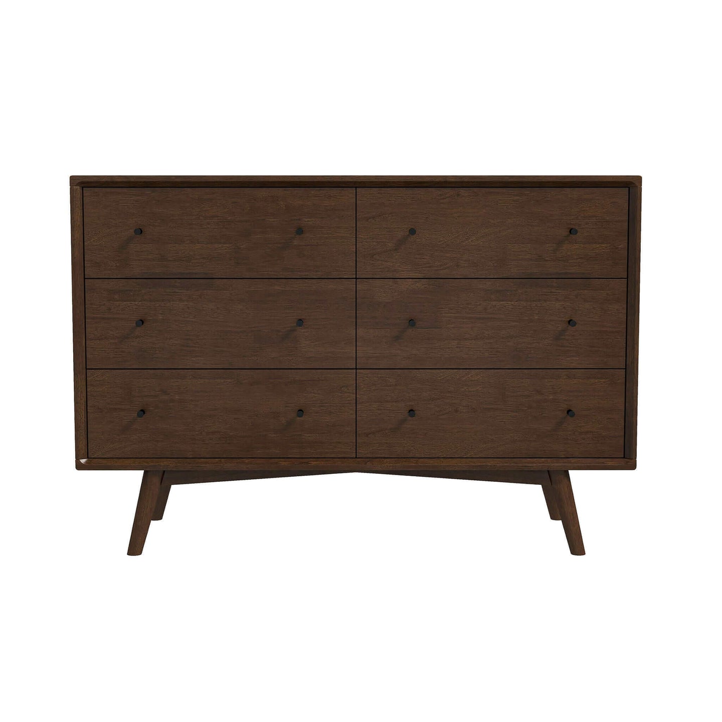 Caroline Mid Century Modern Walnut Dresser 6 Drawer