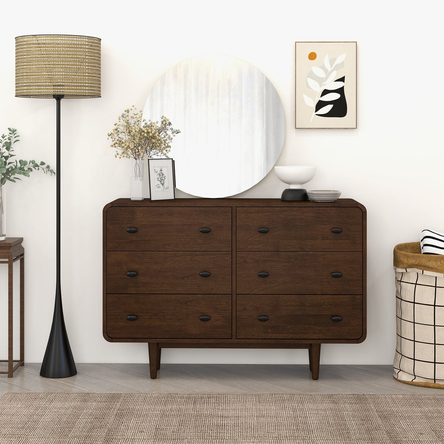 Alexa Mid Century Modern Dresser 6 Drawers
