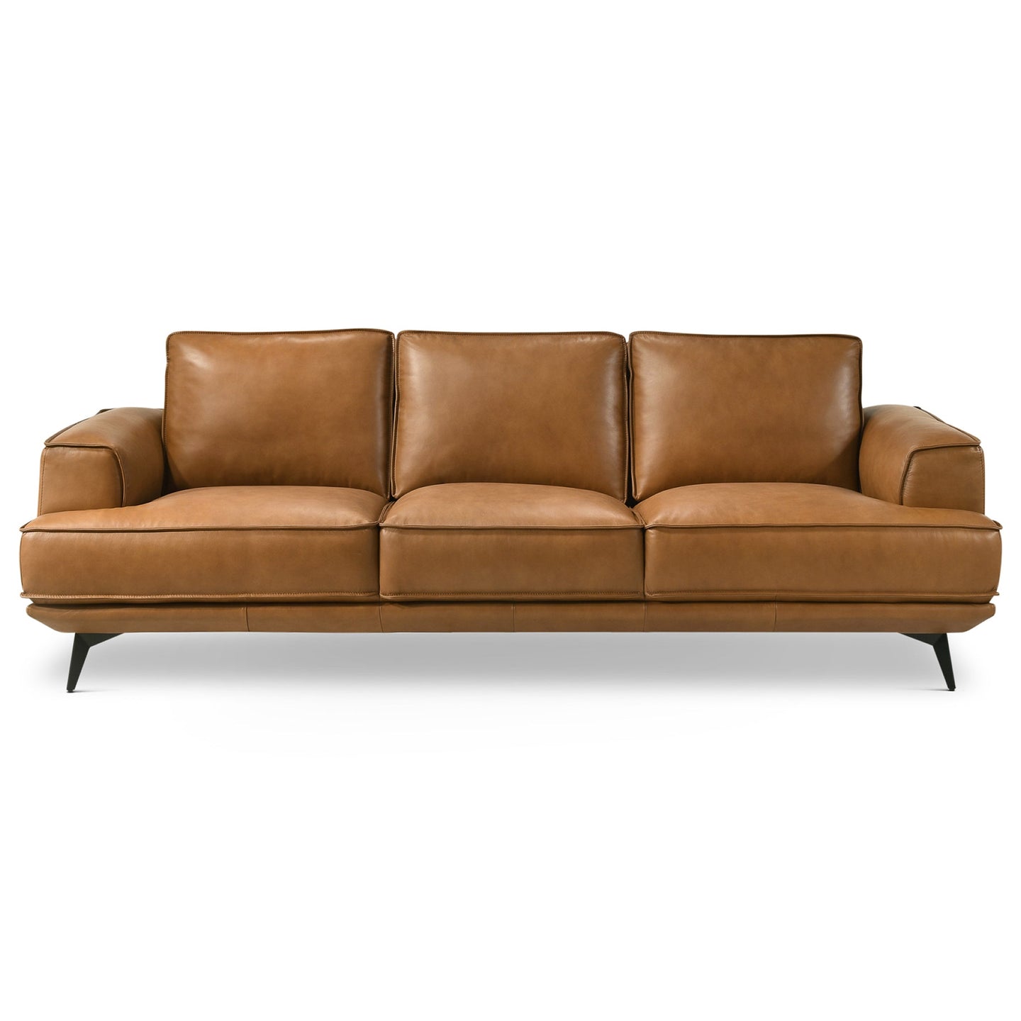 Knox Genuine Tan Leather Comfortable Sofa - Ashcroft Furniture