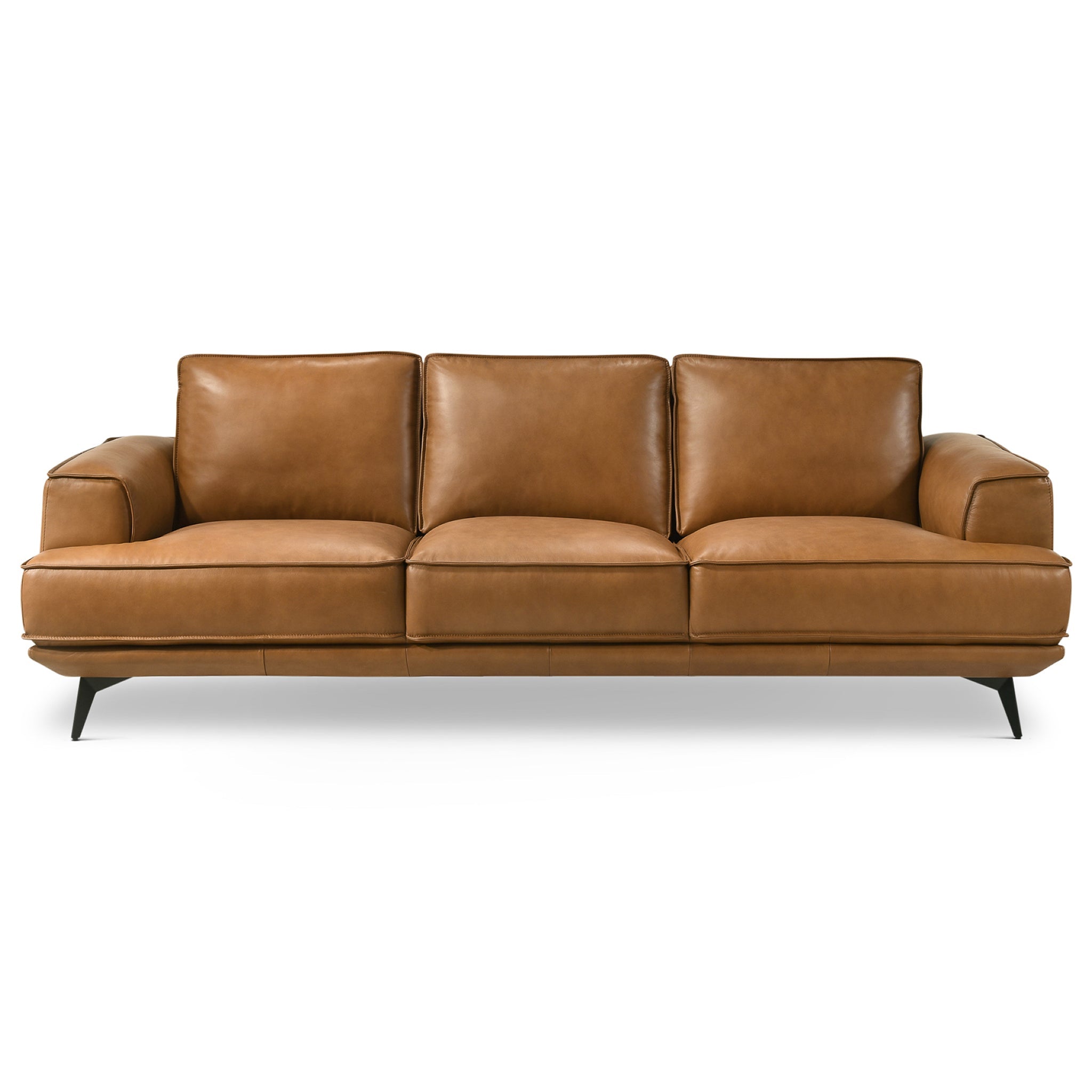 Knox Genuine Tan Leather Comfortable Sofa - Ashcroft Furniture