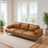 Knox Genuine Tan Leather Comfortable Sofa - Ashcroft Furniture