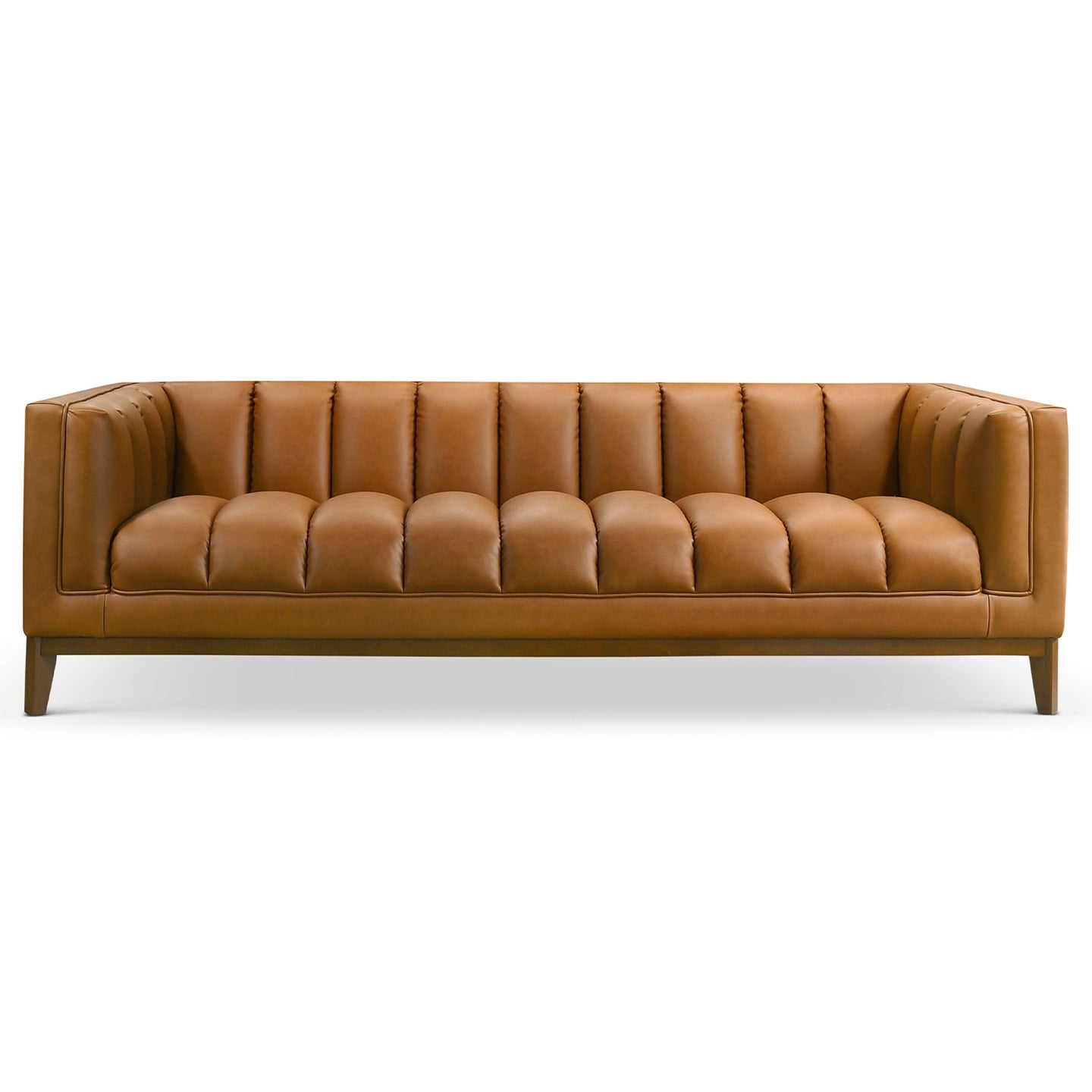 Melissa Mid-Century Cognac Vegan Leather Modern Sofa - Ashcroft Furniture