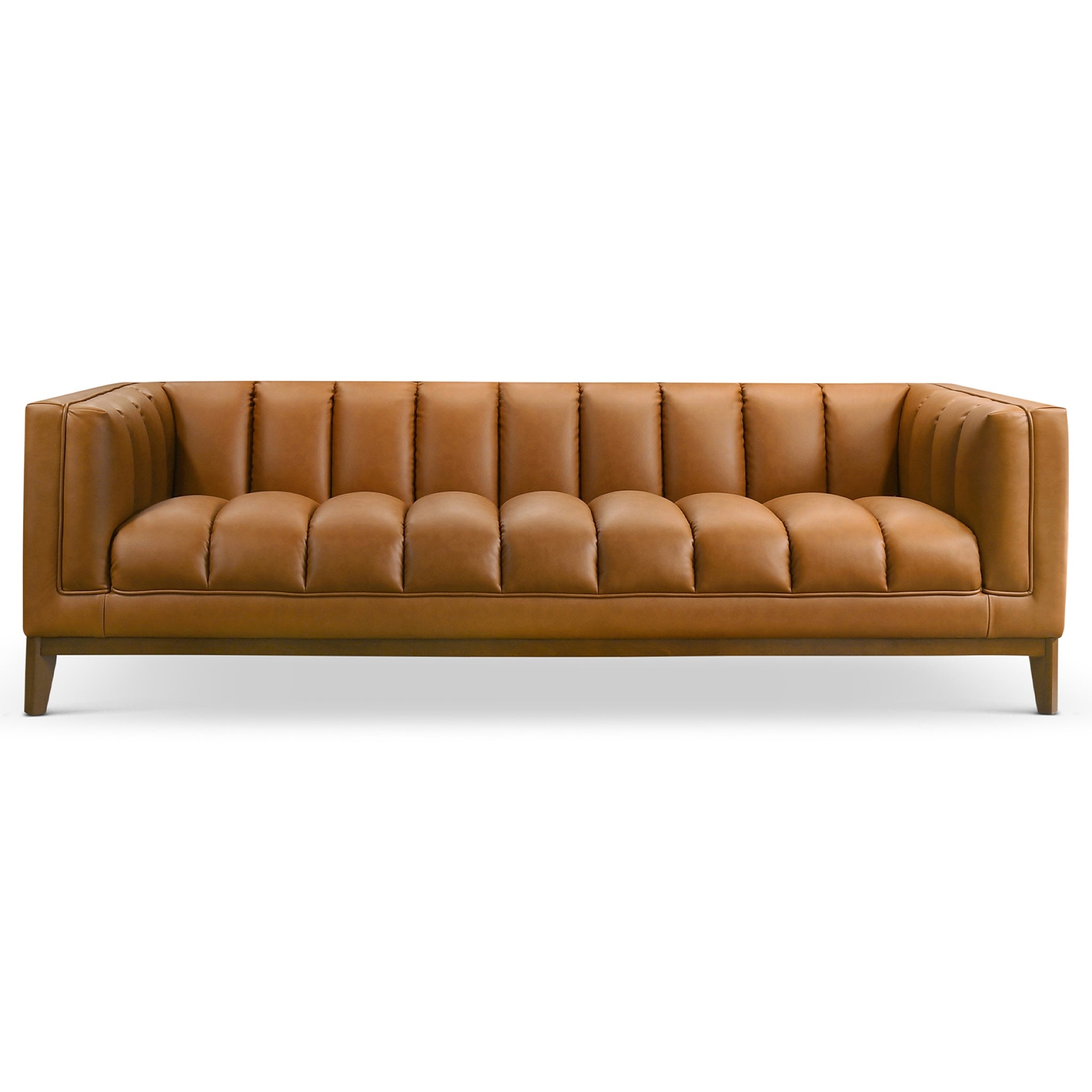 Melissa Mid-Century Cognac Vegan Leather Modern Sofa - Ashcroft Furniture
