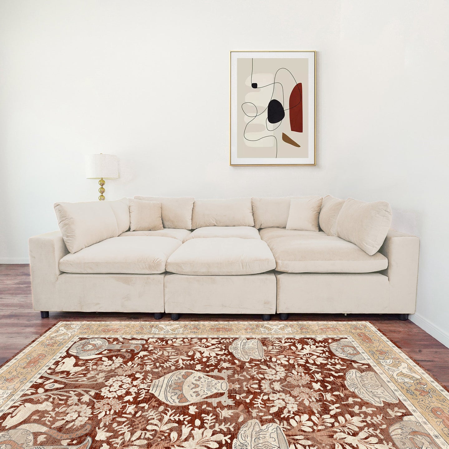 Hayward Ivory Velvet Modular Sectional Sofa