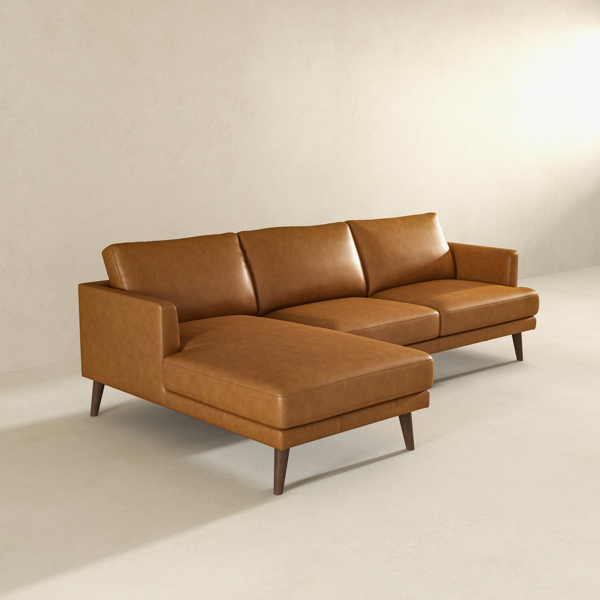 Lore Modern Genuine Tan Leather Left-Facing L-Shaped Sectional | Ashcroft Imports Furniture