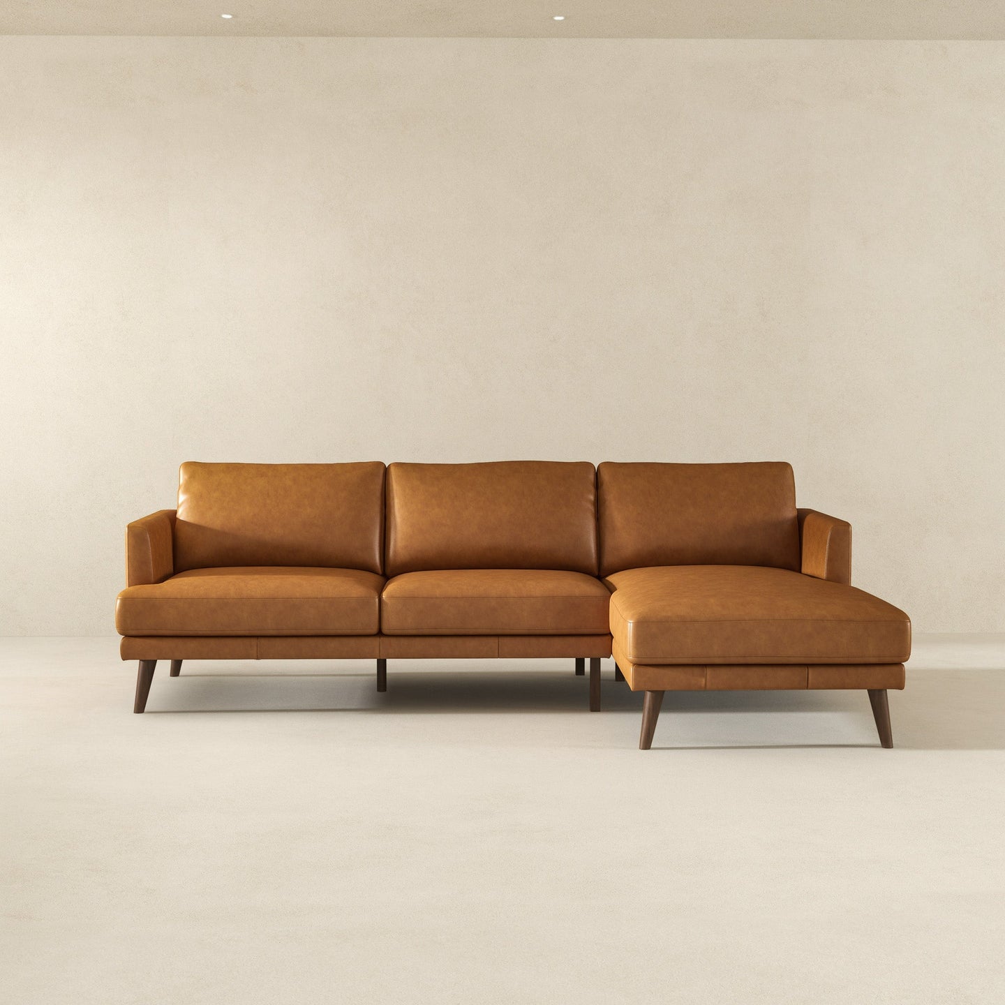 Lore Modern Genuine Tan Leather Right-Facing L-Shaped Sectional | Ashcroft Imports Furniture