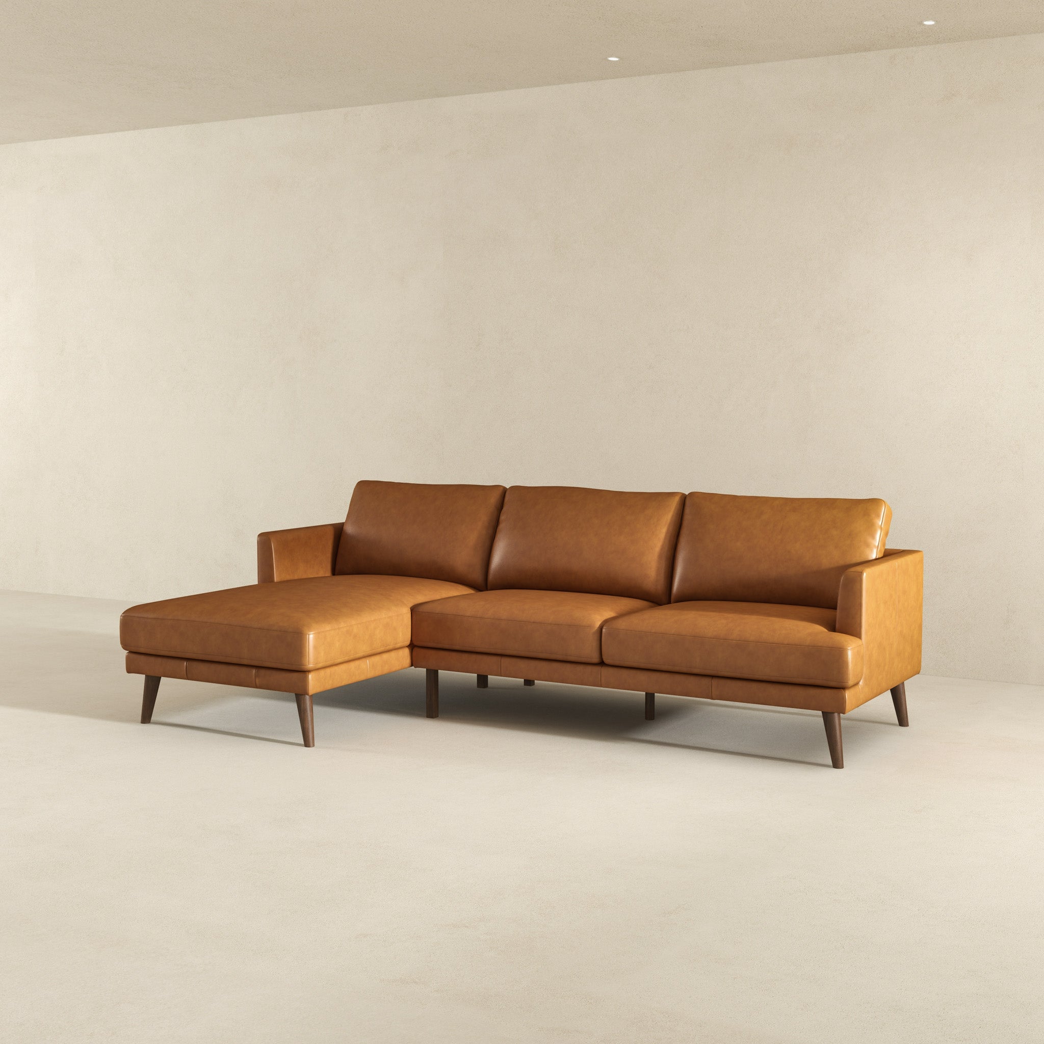 Lore Modern Genuine Tan Leather Left-Facing L-Shaped Sectional | Ashcroft Imports Furniture