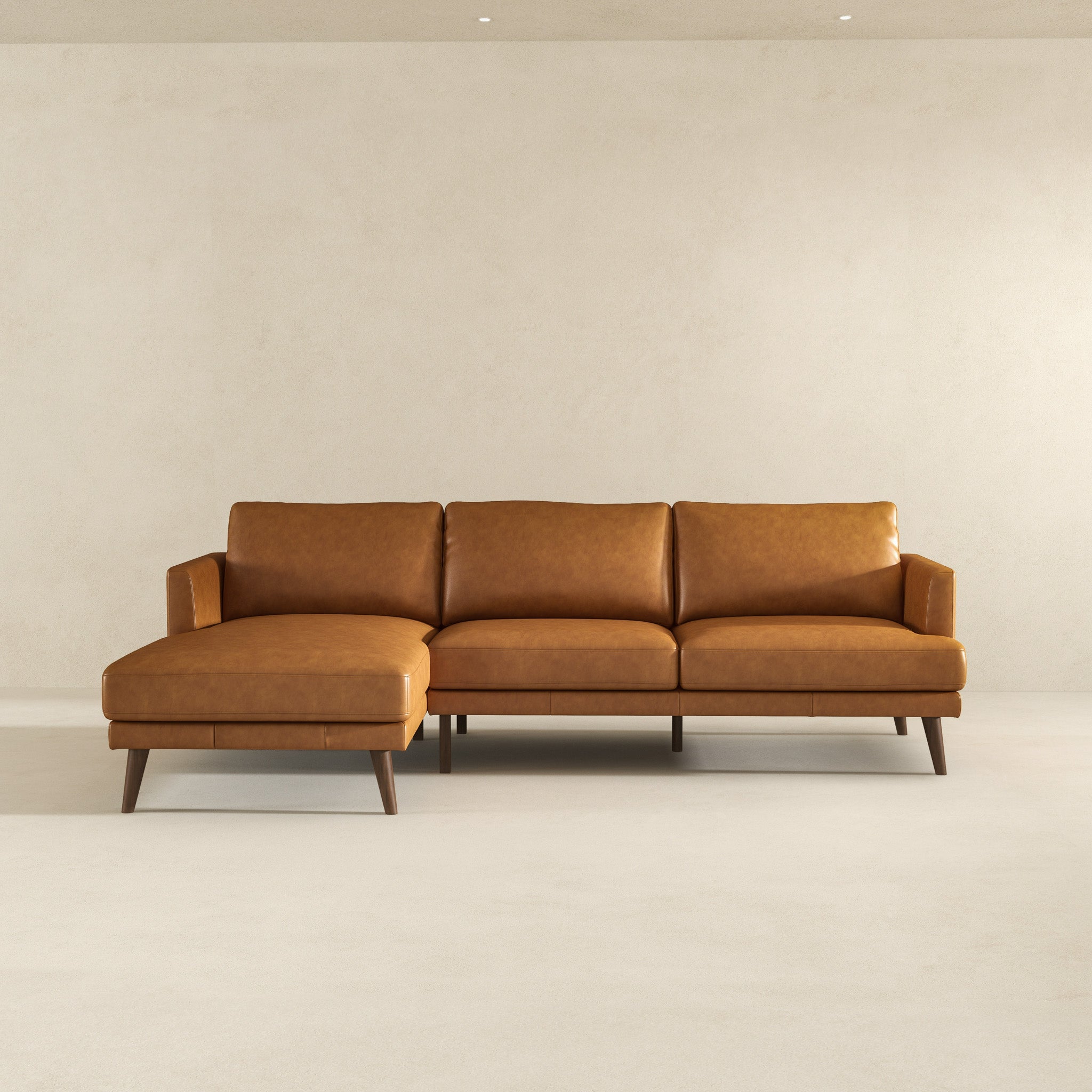 Lore Modern Genuine Tan Leather Left-Facing L-Shaped Sectional | Ashcroft Imports Furniture