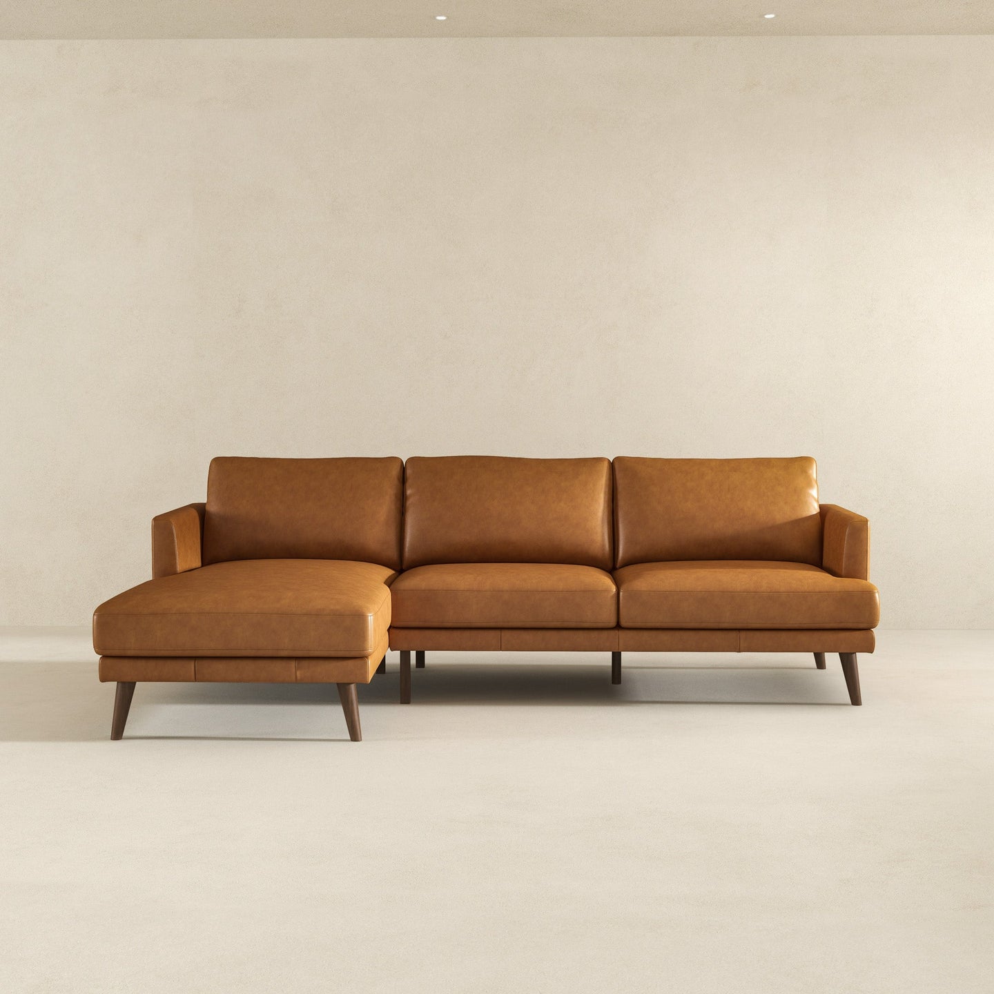 Lore Modern Genuine Tan Leather Left-Facing L-Shaped Sectional | Ashcroft Imports Furniture