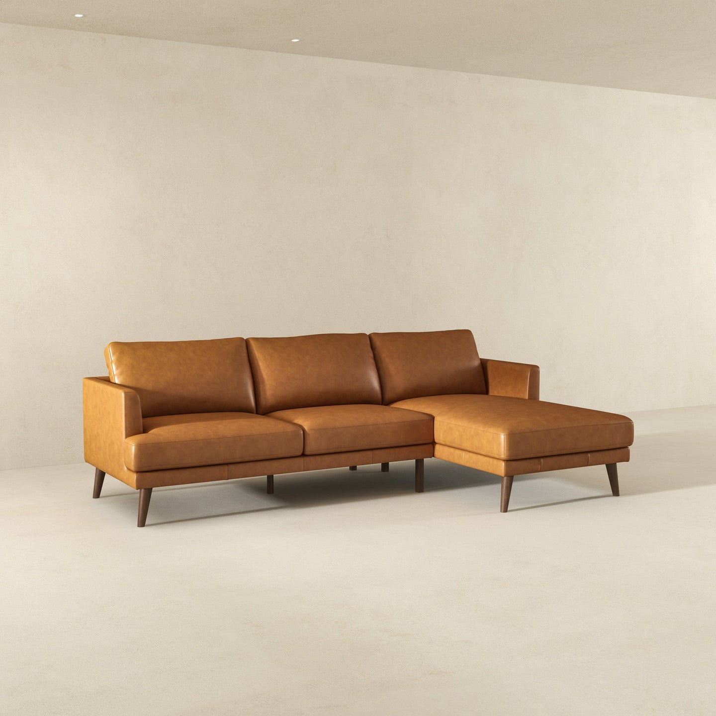Lore Modern Genuine Tan Leather Right-Facing L-Shaped Sectional | Ashcroft Imports Furniture