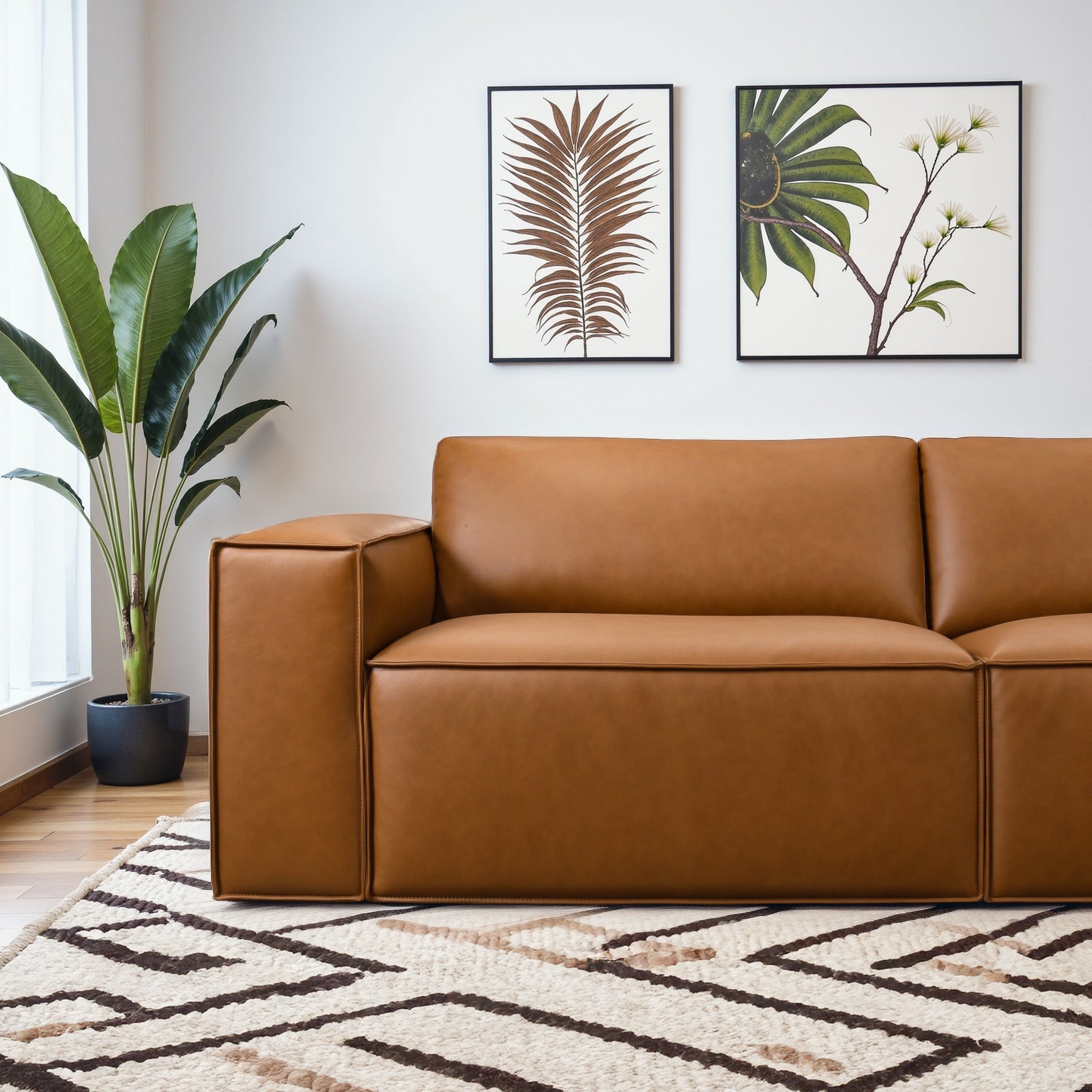 Uvalde Mid-Century Modern Vegan Leather Luxurious Sofa - Ashcroft Furniture