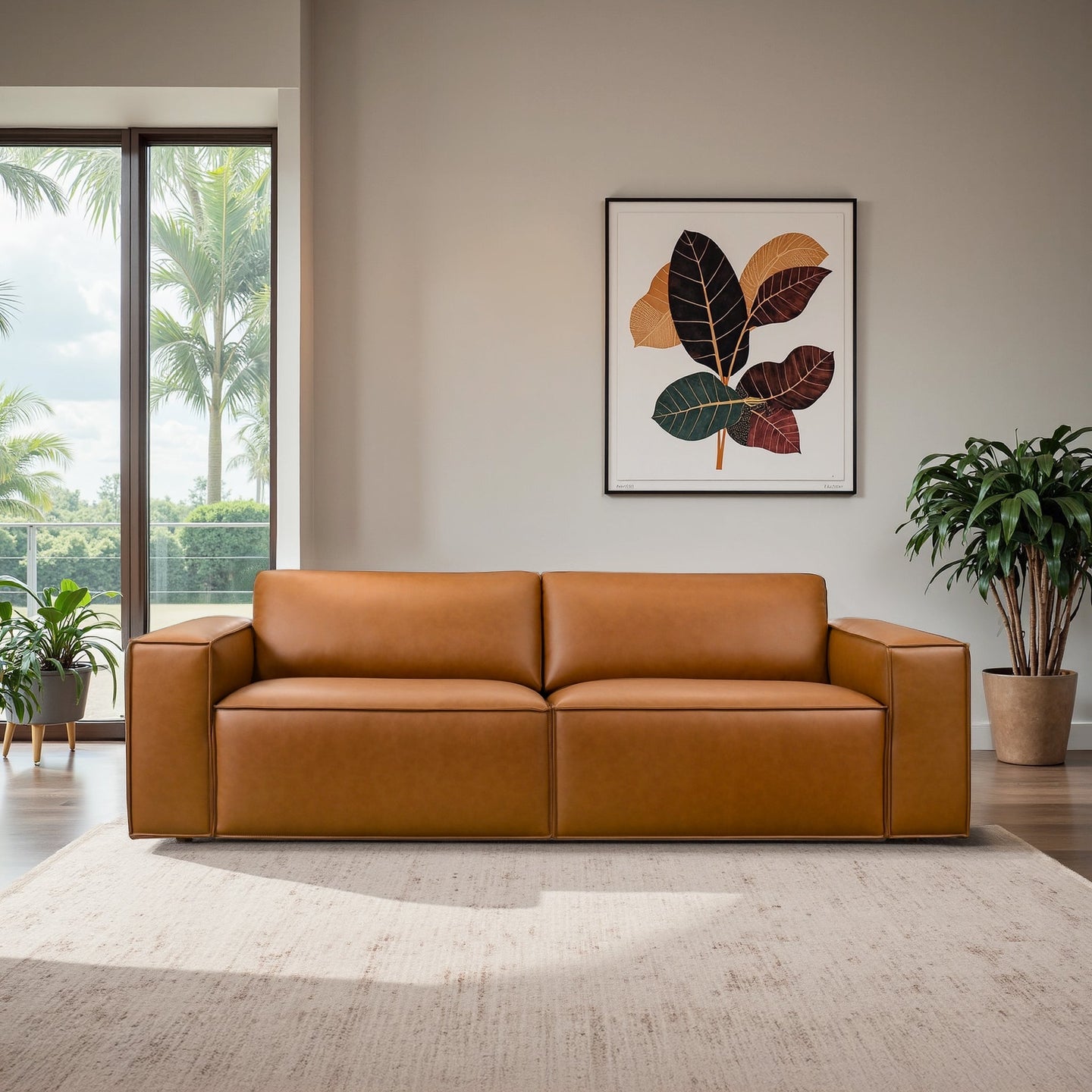 Uvalde Mid-Century Modern Vegan Leather Luxurious Sofa - Ashcroft Furniture