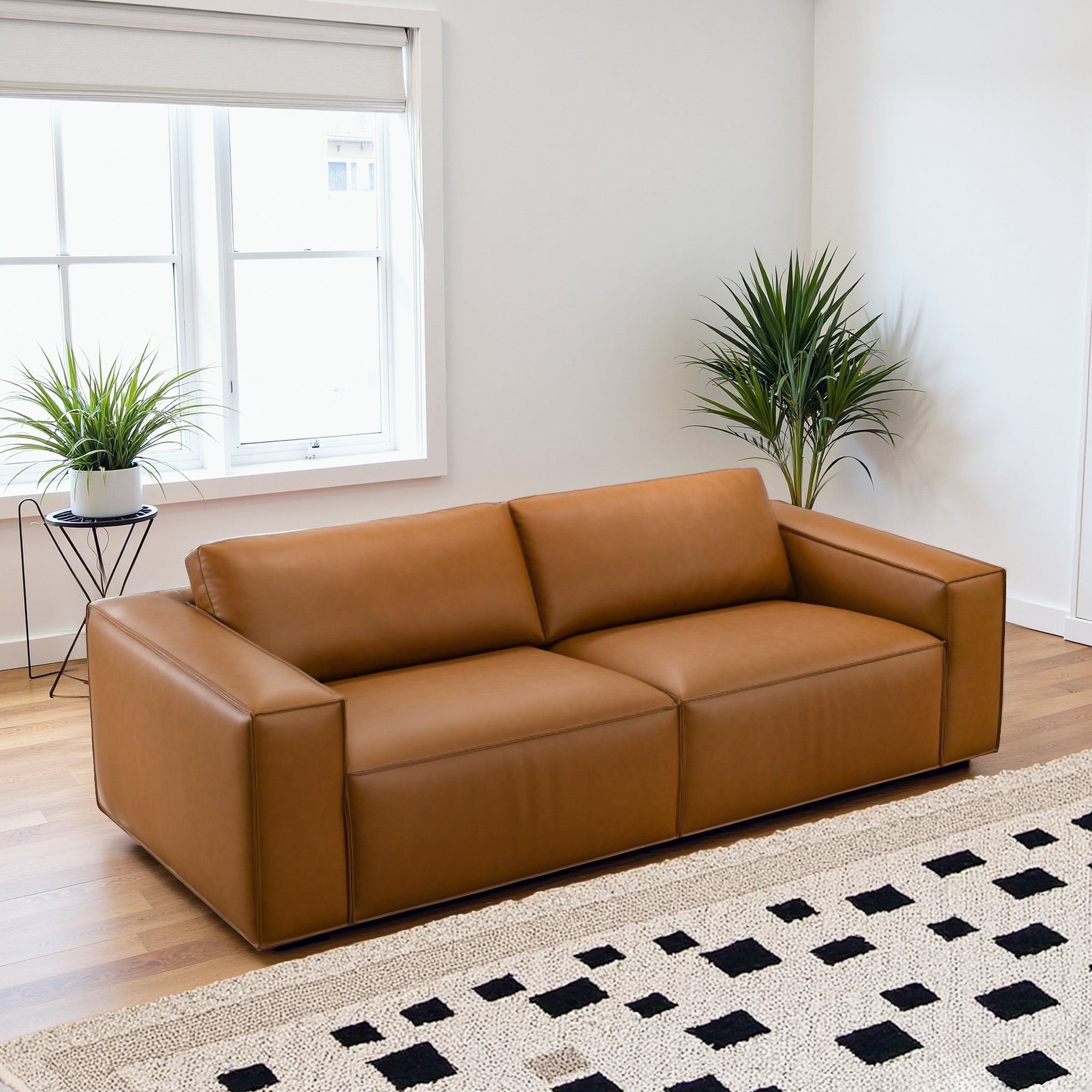 Uvalde Mid-Century Modern Vegan Leather Luxurious Sofa - Ashcroft Furniture