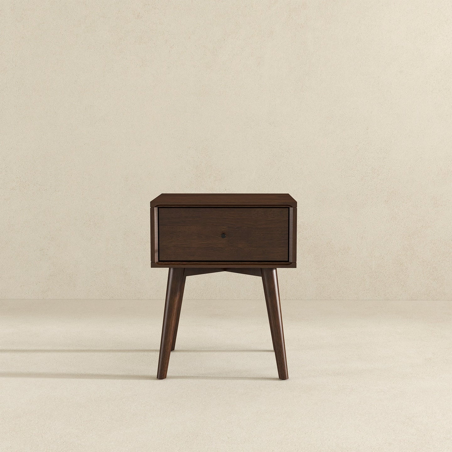 Avery Solid Wood Walnut Night Stand with Single Drawer