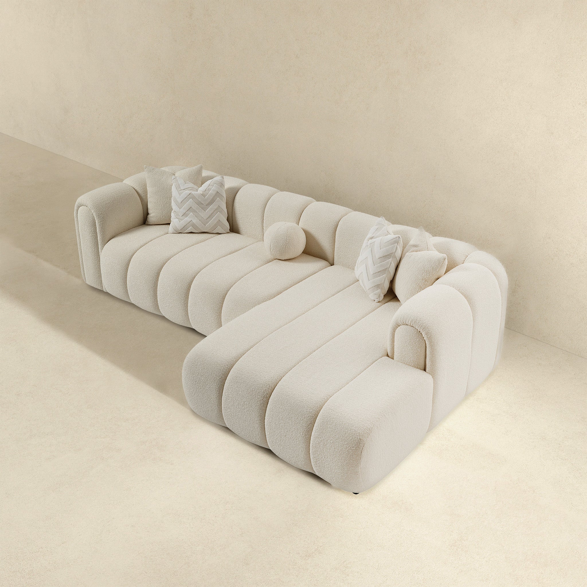 Beatrice Luxury Modern Tufted Boucle Sectional Sofa - Ashcroft Furniture