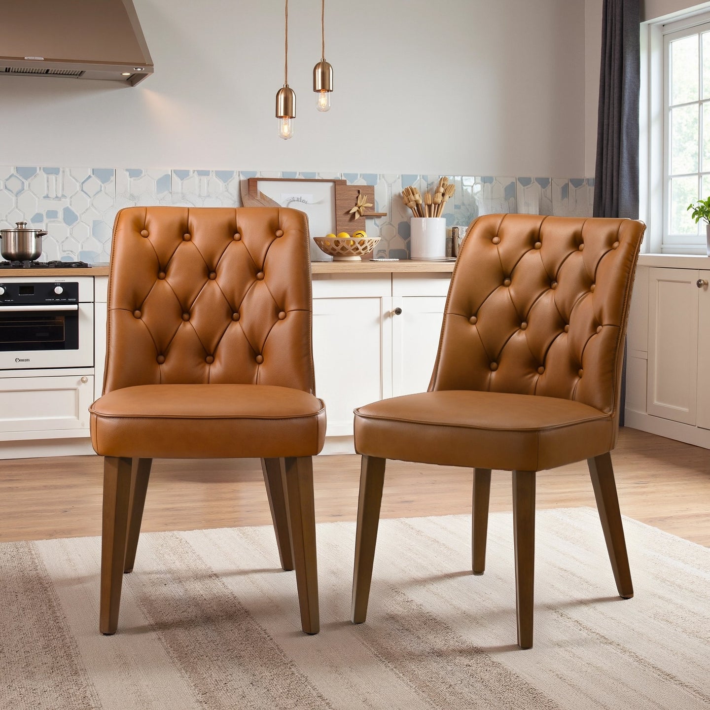Belmont Cognac Vegan Leather Dining Chair - Ashcroft Furniture